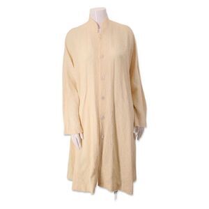 ESKANDAR Silk Blend Open Coat 40" LONG Jacket BURGUNDY Poppy BLACK (1) O/S Fit